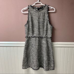 Zara navy and white tweed striped dress